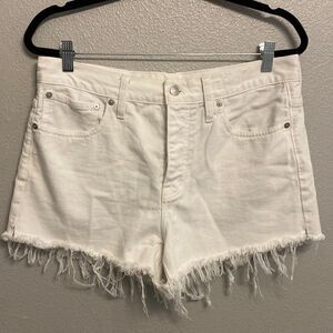Madewell-Relaxed Denim shorts- White- frayed hem- Size 28